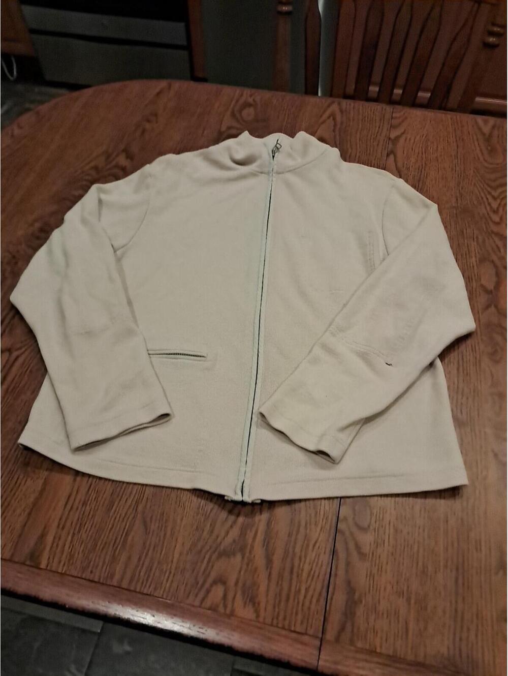 Calivn Klein men's Full Zippered Sweatshirt Inside Pocket Beige‎ Size Large